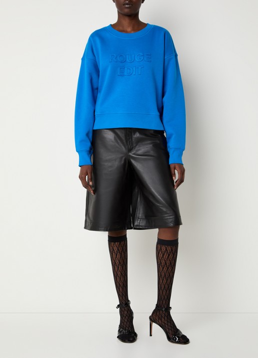 ROUGE EDIT Roufrida sweater met logo - voorkant 2 blauw