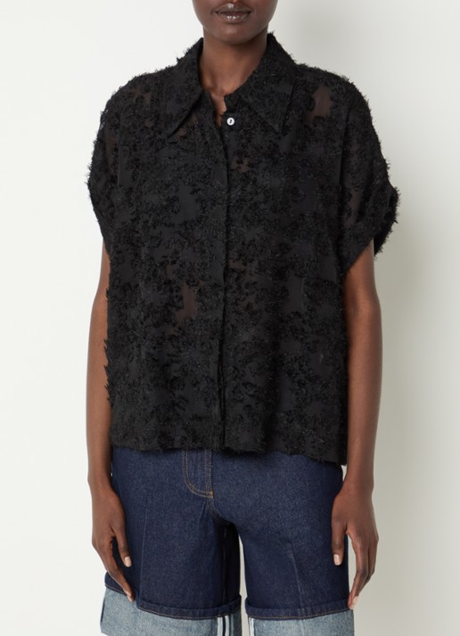 ROUGE EDIT Roukyoto semi-transparante blouse met structuur
