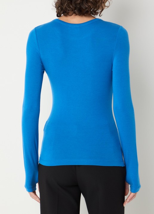 ROUGE EDIT Roumaple longsleeve in wolblend - achterkant 2 blauw