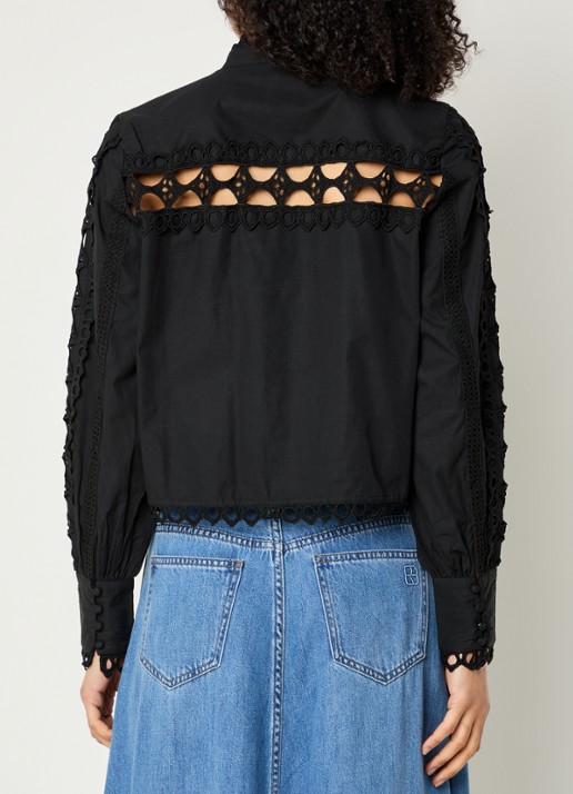 ROUGE EDIT Roumelanie blouse met broderie - achterkant 2 zwart