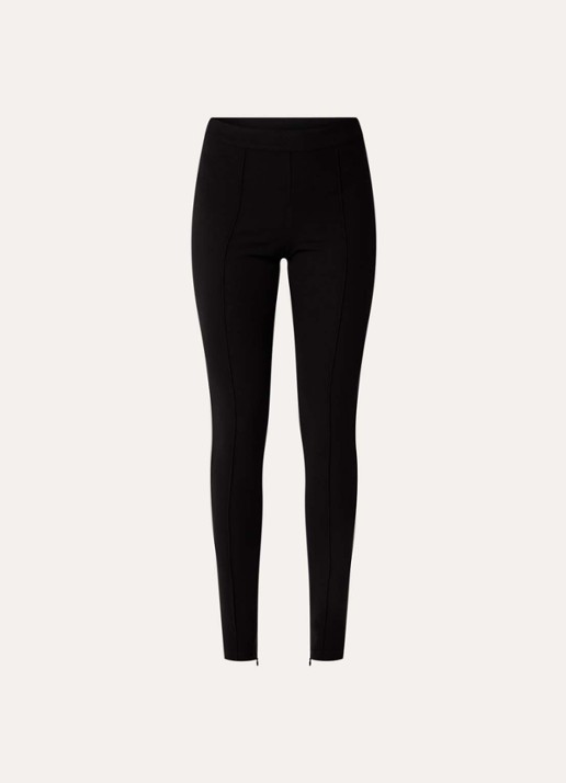 ROUGE EDIT Roumoana high waist skinny fit legging met siernaad - voorkant 3 zwart