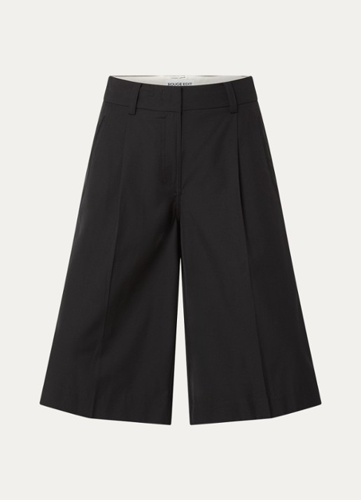 ROUGE EDIT Roupaula high waist straight fit culotte met steekzakken - voorkant 3 zwart