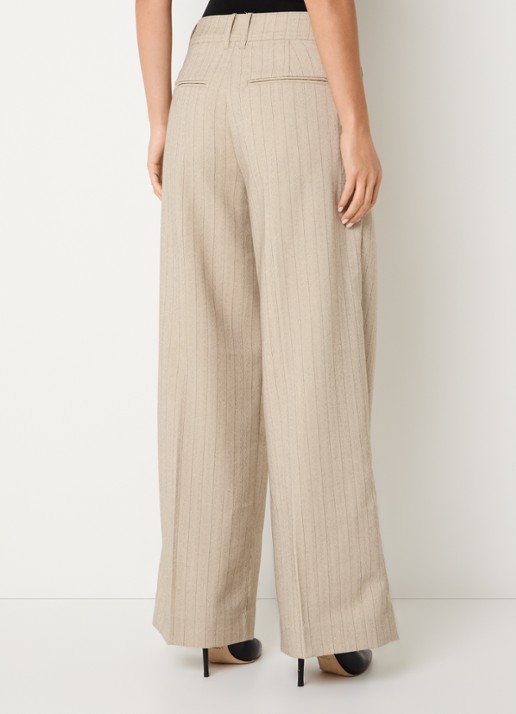 ROUGE EDIT Rousaga high waist wide fit pantalon met steekzakken - achterkant 2 beige