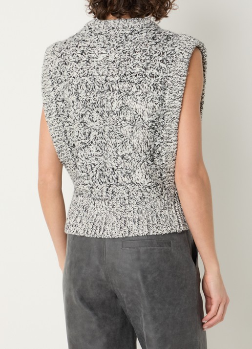 ROUGE EDIT Rousally grofgebreid gilet in wolblend - achterkant grijs