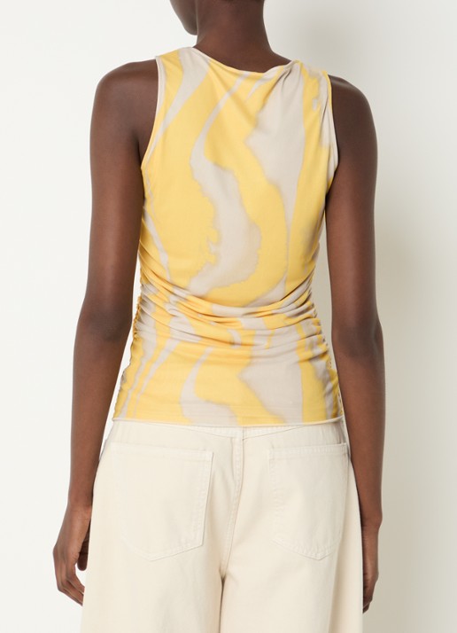 ROUGE EDIT Rousally top van mesh met print - achterkant 4 geel