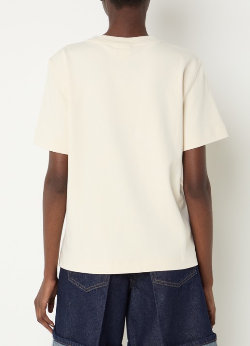 ROUGE EDIT Rousaras T-shirt met logoborduring - achterkant 3 creme