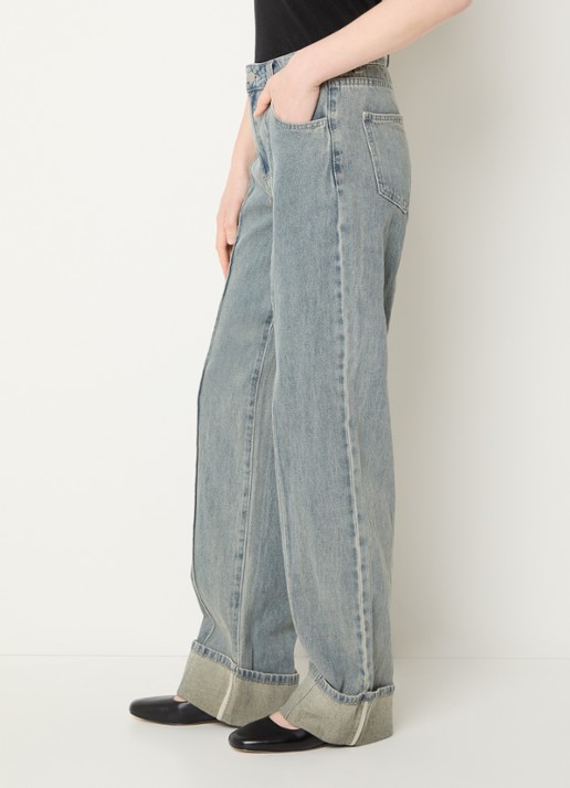 ROUGE EDIT Rouvivian high waist straight leg jeans met steekzakken - detail 4 lichtblauw