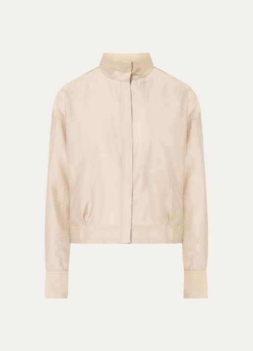 ROUGE EDIT Stina blouse met opstaande kraag - voorkant beige