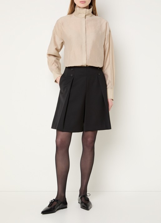 ROUGE EDIT Stina blouse met opstaande kraag - voorkant 2 beige