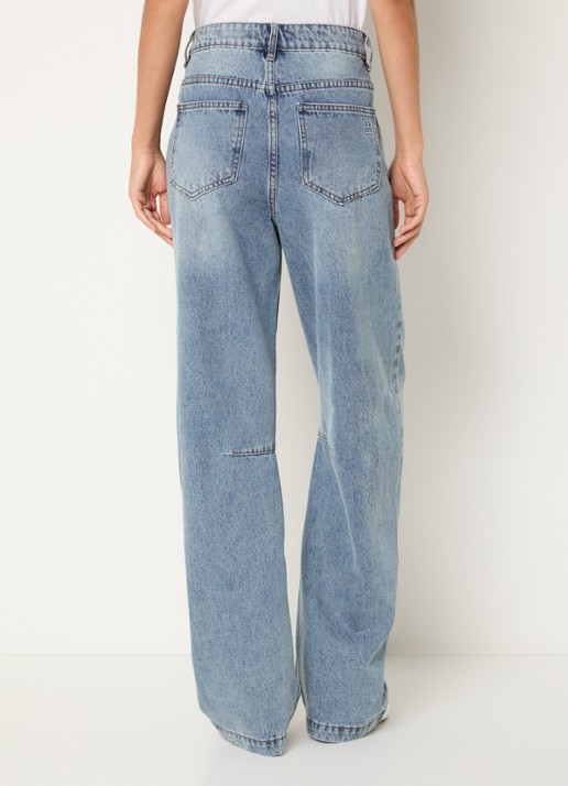 ROUGE EDIT Tiana high waist straight fit jeans met lichte wassing - achterkant 5 indigo
