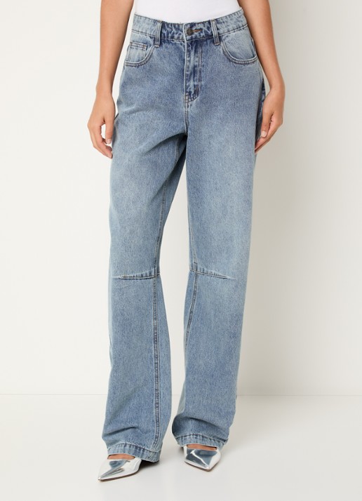 ROUGE EDIT Tiana high waist straight fit jeans met lichte wassing