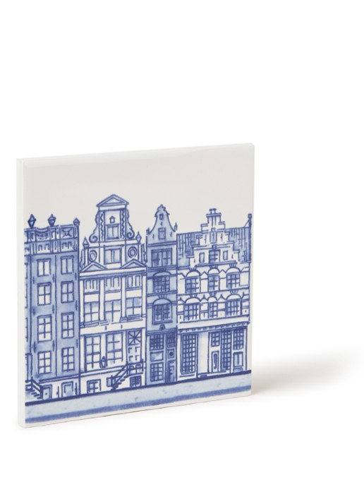 Royal Delft Grachtenpand 2 tegel 13 x 13 cm - voorkant wit