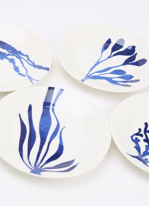 Royal Doulton Pacific gebaksbordje 16 cm set van 4 - detail kobaltblauw