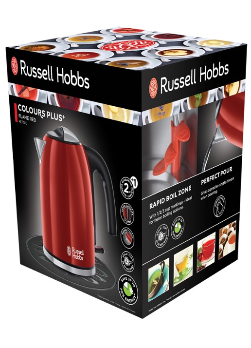 Russell Hobbs Colours Plus waterkoker 1,7 liter - achterkant steenrood