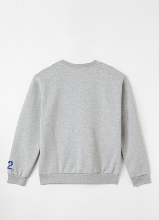 Saint Blanc Academy sweater met logoborduring - voorkant 2 grijsmele