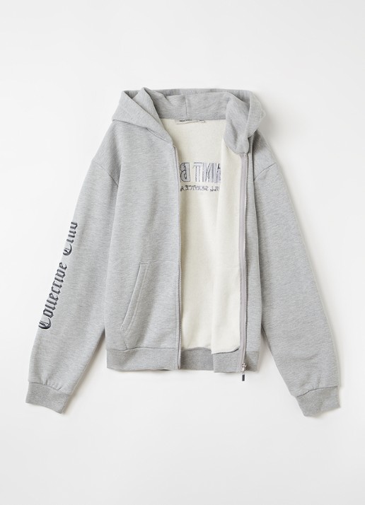 Saint Blanc Collective Academy sweatvest met logo- en backprint - voorkant 3 grijsmele