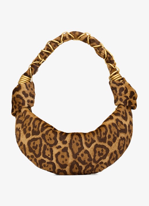 Saint Laurent Amalia Mini schoudertas van kalfsleer met ponyhair - achterkant bruin