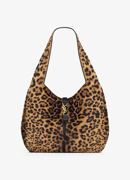 Saint Laurent Bea shopper van kalfsleer met ponyhair - detail bruin
