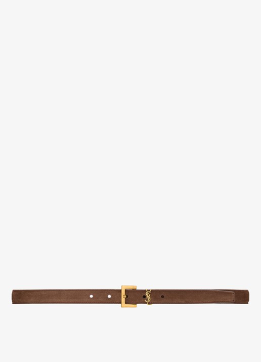 Saint Laurent Boucle Carree riem van kalfssuède