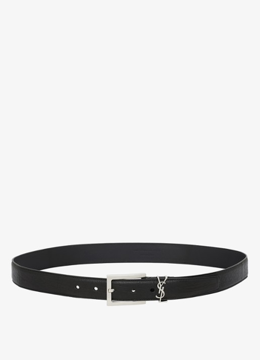 Saint Laurent Boucle Carree riem van lamsleer - detail zwart