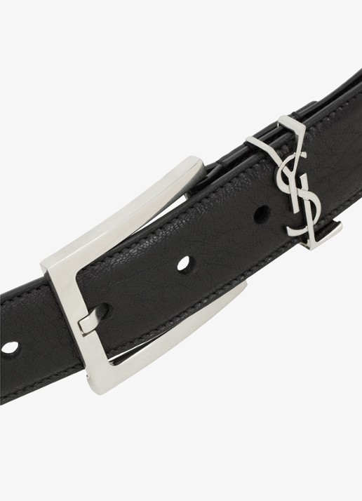 Saint Laurent Boucle Carree riem van lamsleer - detail 2 zwart