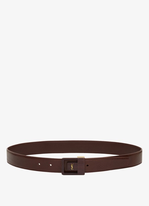 Saint Laurent Boucle La 66 riem van kalfsleer - detail 3 bruin