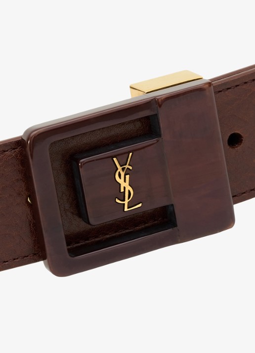 Saint Laurent Boucle La 66 riem van kalfsleer - detail 4 bruin