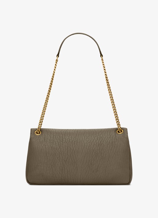 Saint Laurent Calypso Medium schoudertas van lamsleer - detail 2 bronsgroen
