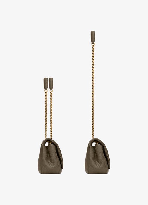 Saint Laurent Calypso Medium schoudertas van lamsleer - detail 3 bronsgroen