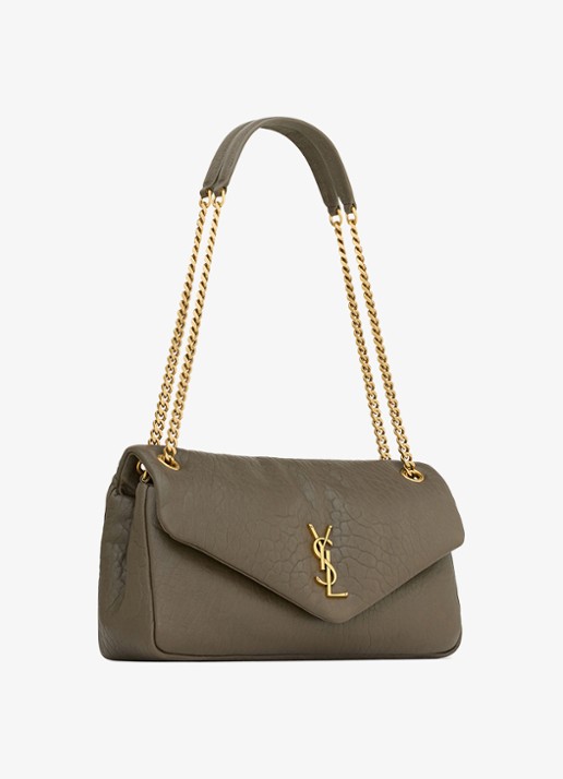 Saint Laurent Calypso Medium schoudertas van lamsleer - detail 5 bronsgroen