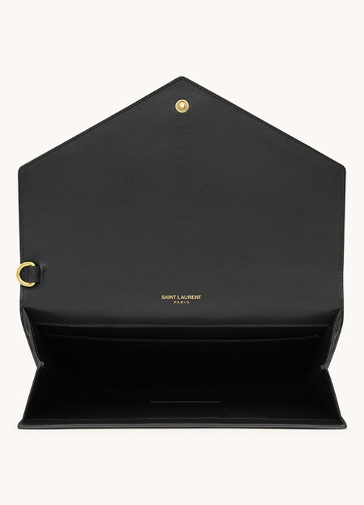 Saint Laurent Cassandre clutch van kalfsleer met crocostructuur - detail 4 zwart