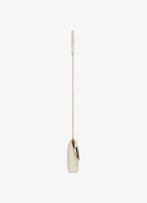 Saint Laurent Cassandre clutch van lamsleer met afneembare schouderriem - detail 4 gebroken wit