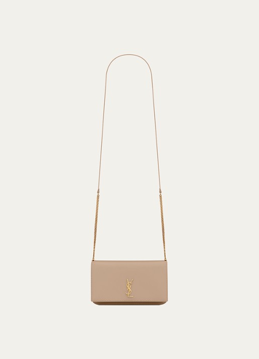 Saint Laurent Cassandre crossbody telefoonhoes van kalfsleer - achterkant 5 beige