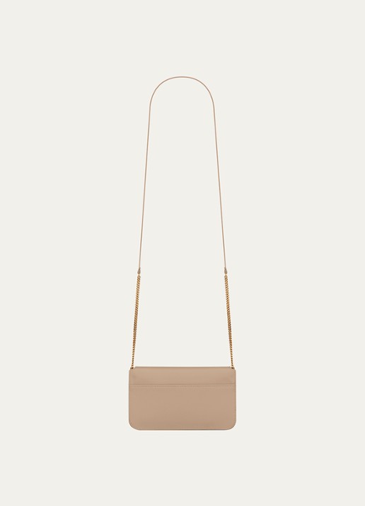 Saint Laurent Cassandre crossbody telefoonhoes van kalfsleer - detail beige