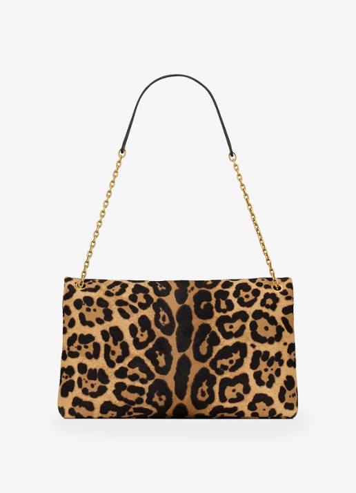 Saint Laurent Cassandre Envelope Large schoudertas van kalfsleer met ponyhair - achterkant 2 bruin