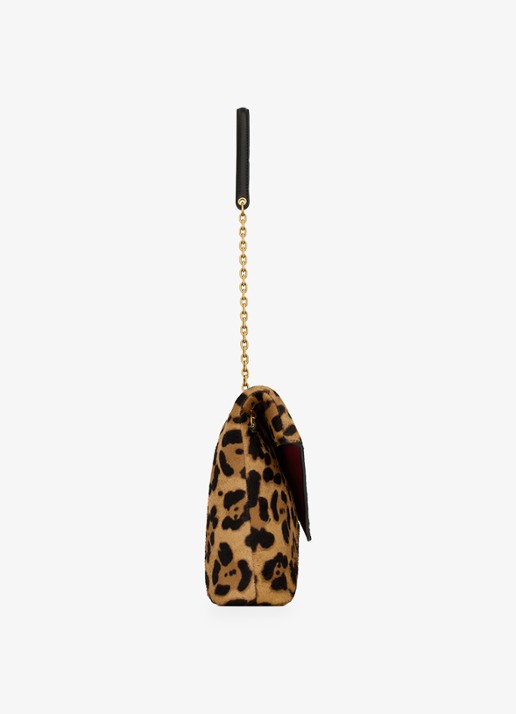 Saint Laurent Cassandre Envelope Large schoudertas van kalfsleer met ponyhair - detail 3 bruin