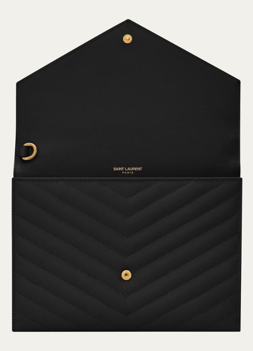 Saint Laurent Cassandre flap clutch van quilted kalfsleer - detail 3 zwart