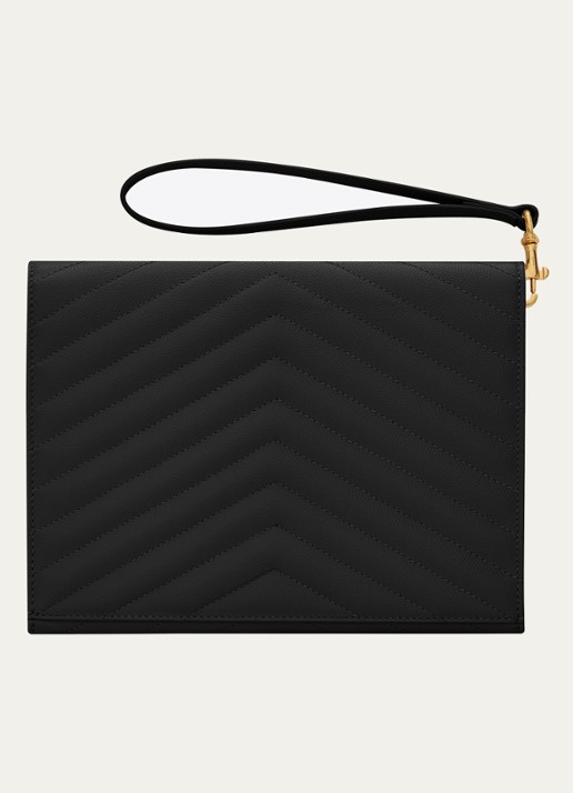 Saint Laurent Cassandre flap clutch van quilted kalfsleer - detail 4 zwart