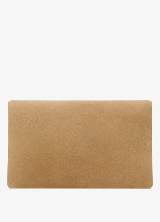 Saint Laurent Cassandre Large clutch van kalfssuède - achterkant 4 lichtbruin
