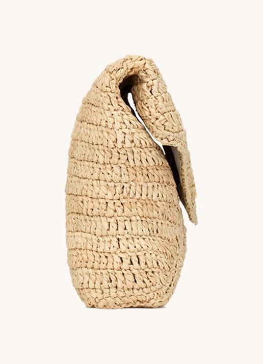 Saint Laurent Cassandre Large clutch van raffia - detail 3 beige