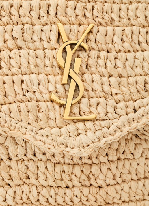 Saint Laurent Cassandre Large clutch van raffia - detail 6 beige
