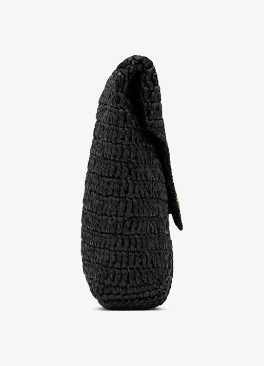 Saint Laurent Cassandre Large clutch van raffia - detail 3 zwart