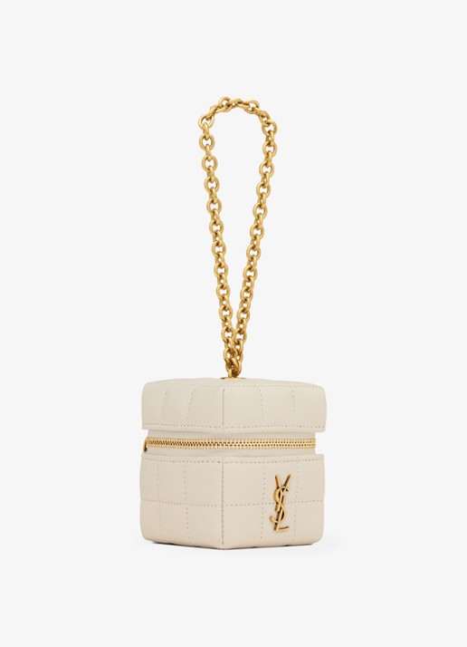 Saint Laurent Cassandre Matelassé Carré Mini Cube handtas van lamsleer - detail 2 gebroken wit