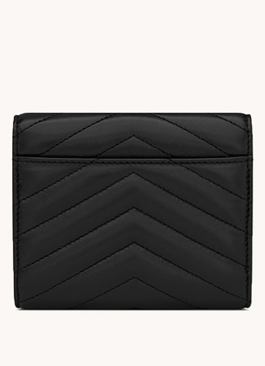 Saint Laurent Cassandre Matelassé portemonnee van kalfsleer - detail zwart