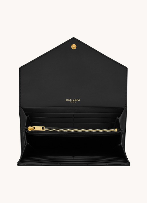 Saint Laurent Cassandre Matelassé portemonnee van lamsleer - detail zwart
