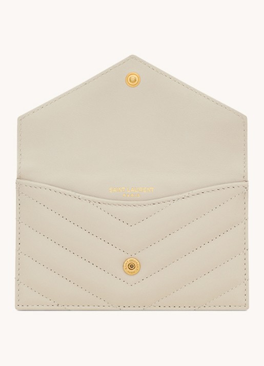 Saint Laurent Cassandre Matelassé portemonnee van quilted kalfsleer - detail 4 creme