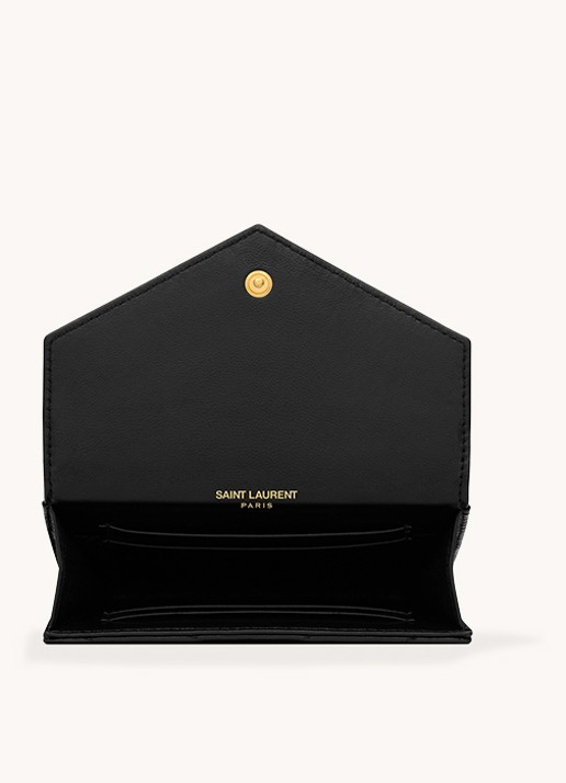 Saint Laurent Cassandre Matelassé Small Envelope portemonnee van quilted kalfsleer - detail 3 zwart