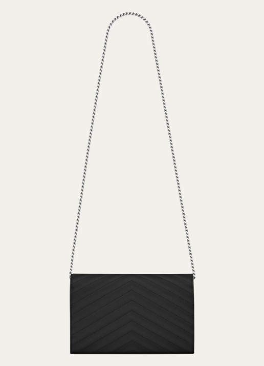 Saint Laurent Cassandre portemonnee van kalfsleer met afneembare schouderriem - detail 2 zwart