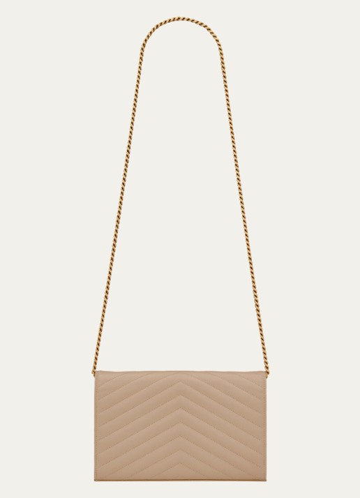 Saint Laurent Cassandre portemonnee van kalfsleer met afneembare schouderriem - detail 3 beige