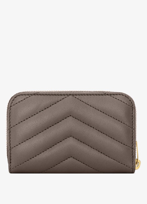 Saint Laurent Cassandre portemonnee van lamsleer - achterkant taupe